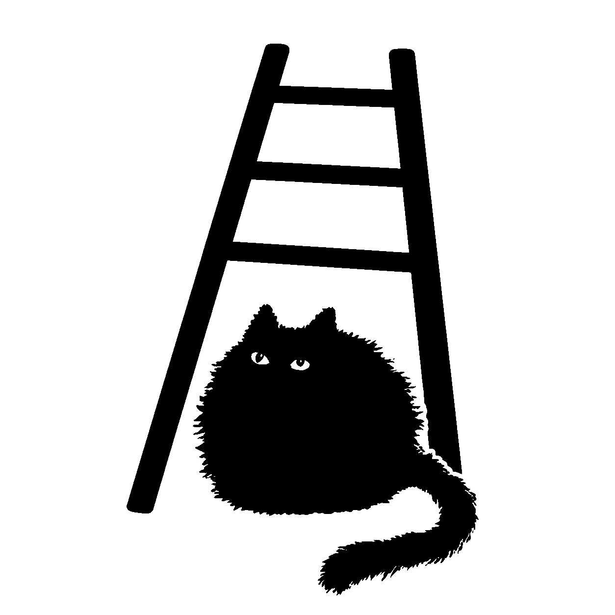 Bad Luck Cat under a ladder